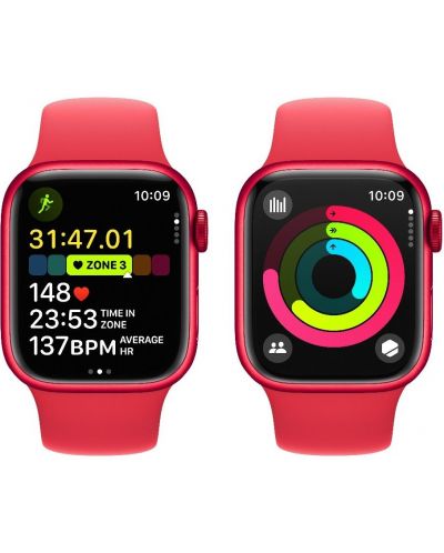 Смарт часовник Apple - Watch S9, 41mm, 1.69'', S/M, Product Red Sport - 5