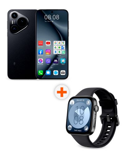 Смартфон Huawei - Pura 70, 6.6'', 12GB/256GB, черен + Watch Fit 3, 1.82'', Midnight Black - 1