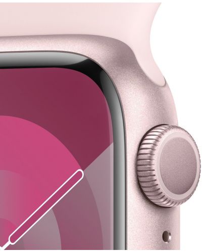 Смарт часовник Apple - Watch S9, 41mm, 1.69'', S/M, Light Pink Sport - 4