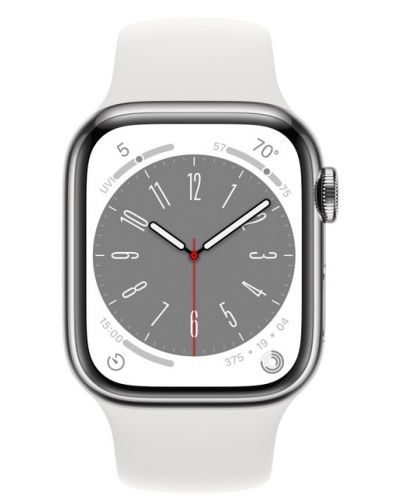Смарт часовник Apple - Watch S8, Cellular, 41mm, Silver/White - 2