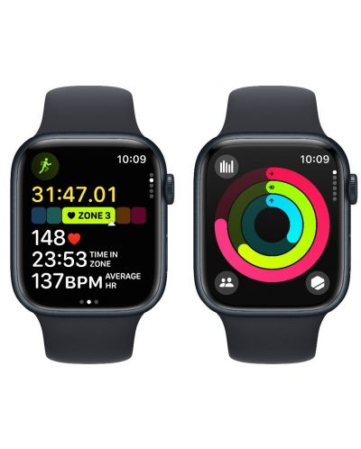Смарт часовник Apple - Watch S9, 45mm, 1.9'', S/M, Midnight Sport - 5