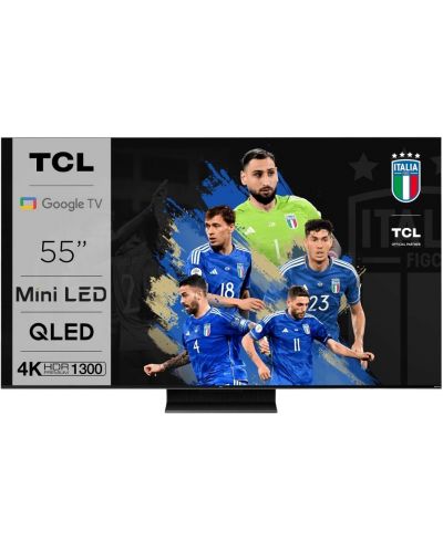 Смарт телевизор TCL - 55C809, 55'', Mini LED, QLED, 4K, черен - 1