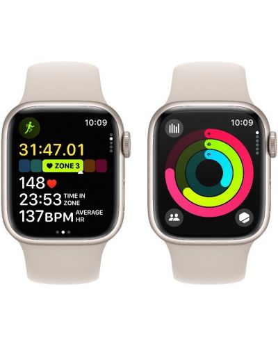 Смарт часовник Apple - Watch S9, 41mm, 1.69'', S/M, Starlight Sport - 5