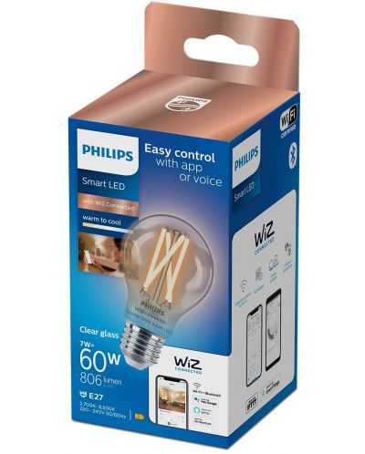 Смарт крушка Philips - Filament, 7W LED, E27, A60, dimmer - 2