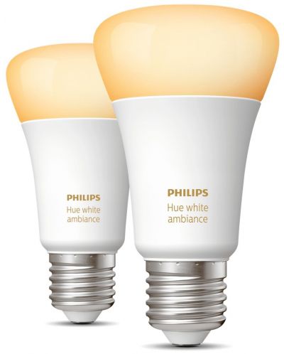 Смарт крушки Philips - HueWA, 8.5W, E27, A60, 2 броя, dimmer, бели - 1