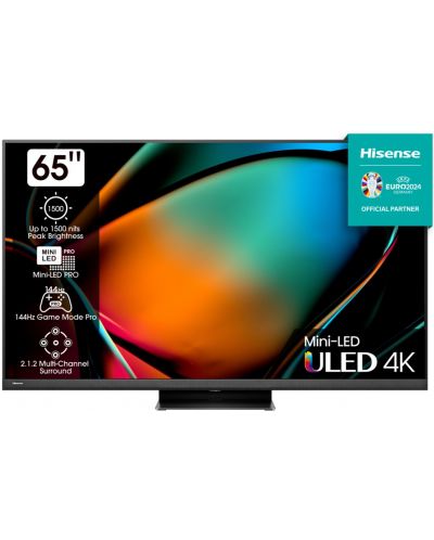 Смарт телевизор Hisense - 65U8KQ, 65'', ULED, 4К, черен - 1