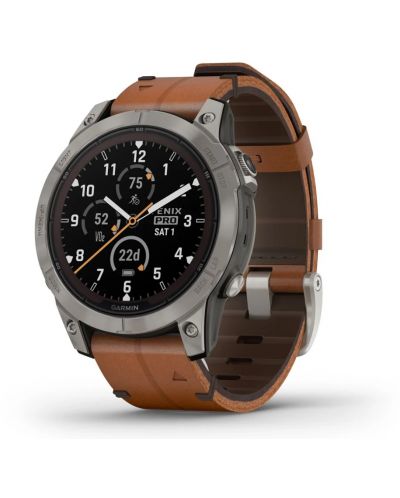 Смарт часовник Garmin - fēnix 7 Pro Sapphire Solar, 47mm, 1.3'', Leather, черен - 5