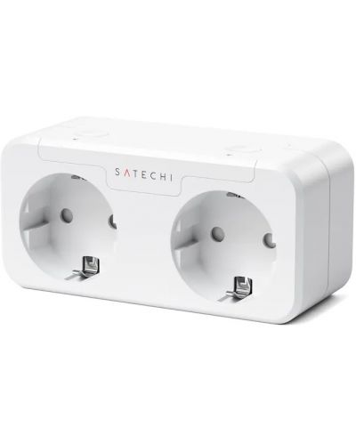 Смарт контакт Satechi - Dual Smart Outlet EU, бял - 1