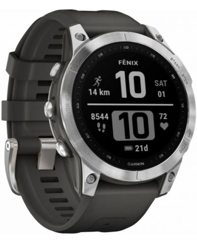 Смарт часовник Garmin - fenix 7, 47mm, 1.3", сребрист/черен - 2