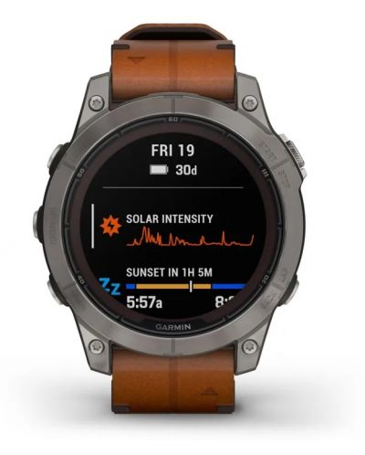 Смарт часовник Garmin - fēnix 7 Pro Sapphire Solar, 47mm, 1.3'', Leather, черен - 1