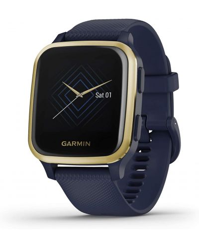 Смарт часовник Garmin - Venu Sq Music, 40mm, 1.3", син/златист - 2