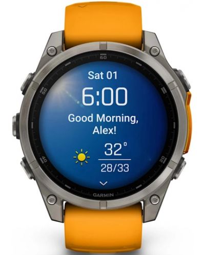 Смарт часовник Garmin - fēnix 8 Sapphire, 47 mm, 1.4'', Orange/Graphite - 2