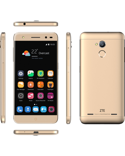 Smartphone ZTE Blade V7 Lite 2 LTE Dual SIM 5.0" IPS HD (1280 x 720) / Cortex-A53 Quad-Core 1.0GHz / 16GB Memory / 2GB RAM / Camera 13.0 MP+Flash & AF/5MP / Bluetooth 4.0 / WiFi 802.11 b/g/n / GPS / Battery Li-Ion 2500 mAh / Android 6.0 / Gold - 1