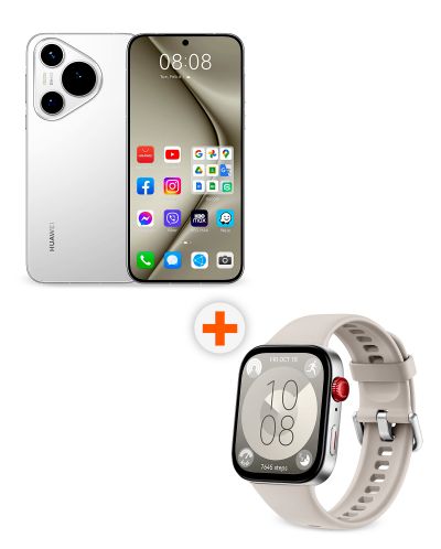 Смартфон Huawei - Pura 70, 6.6'', 12GB/256GB, бял + Watch Fit 3, 1.82'', Moon White - 1