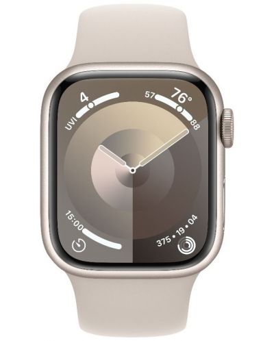 Смарт часовник Apple - Watch S9, 41mm, 1.69'', S/M, Starlight Sport - 1