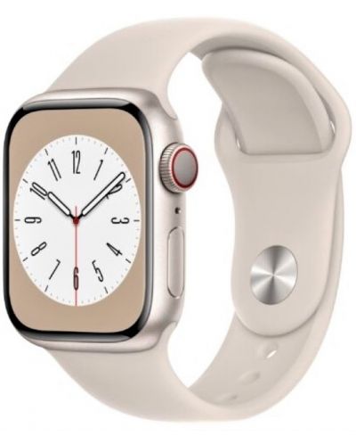 Смарт часовник Apple - Watch S8, Cellular, 45mm, Starlight - 1