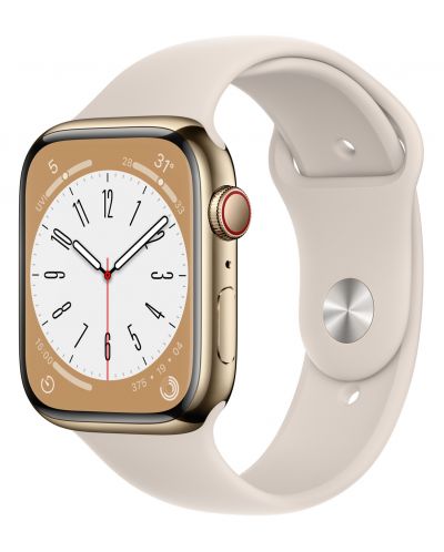 Смарт часовник Apple - Watch S8, Cellular, 45mm, Gold/Starlight - 2