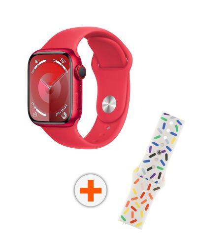 Смарт часовник Apple - Watch S9 Cellular, 45mm, S/M, Red + Каишка Apple - Pride Edition S/M - 1