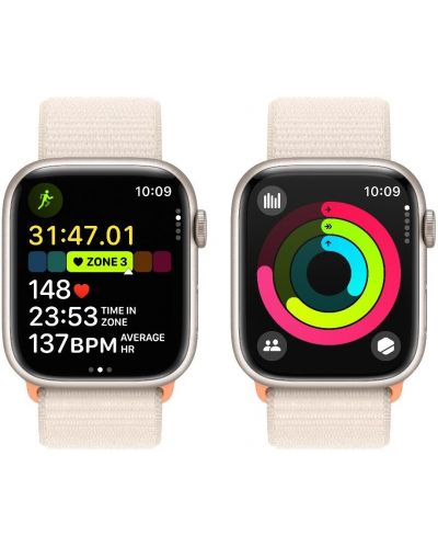 Смарт часовник Apple - Watch S9, 45mm, 1.9'', Starlight Sport Loop - 5