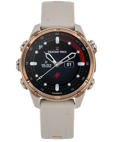 Смарт часовник Garmin - Descent MK3i, 43 mm, 1.2'', Silicone Bronze - 4