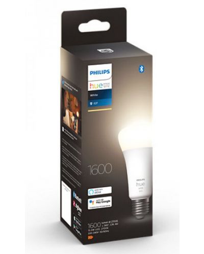 Смарт крушка Philips - Hue 15.5W, E27, A67, dimmer - 1