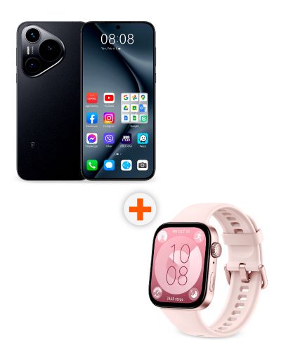 Смартфон Huawei - Pura 70, 6.6'', 12GB/256GB, черен + Watch Fit 3, 1.82'', Nebula Pink - 1