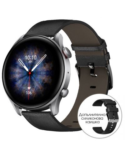 Смарт часовник Riversong - Motive 6C Pro, 1.30'', Space Gray Leather - 1