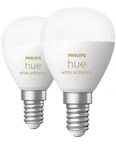 Смарт крушки Philips - Hue Ambiance, 5.1W, E14, P45, 2 броя, dimmer - 2