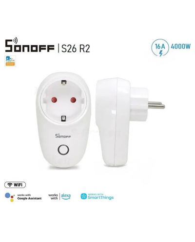 Смарт щепсел Sonoff -  S26R2TPF, Wi-Fi, 16A, бял - 4