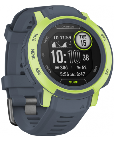 Смарт часовник Garmin - Instinct 2 Surf, 45mm, сив/зелен - 3
