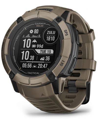 Смарт часовник Garmin - Instinct 2X Solar Tactical, 50mm, 1.1'', кафяв - 4