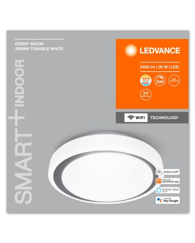 Смарт плафон Ledvance - SMART+, Moon 380, dimmer, бял/сив - 2