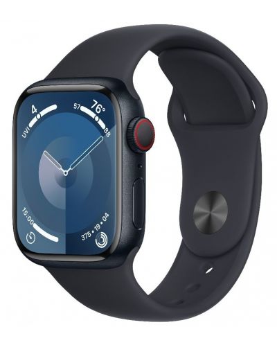 Смарт часовник Apple - Watch S9, Cellular, 41mm, Aluminum, M/L, Midnight - 1
