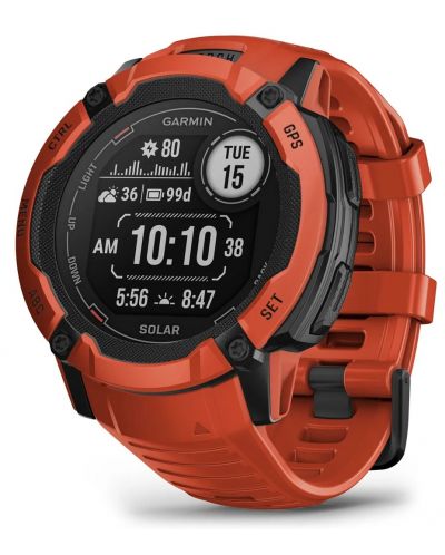 Смарт часовник Garmin - Instinct 2X Solar, 50mm, 1.1'', червен - 6