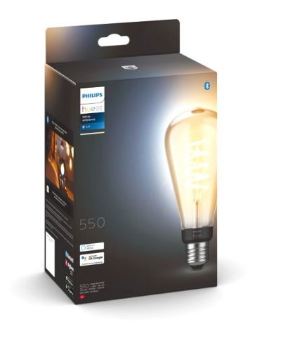 Смарт крушка Philips - Hue Filament Ambiance, 7W, E27, ST72, dimmer - 1