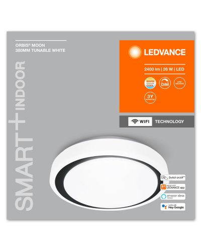 Смарт плафон Ledvance - SMART+, Moon 380, dimmer, бял/черен - 2