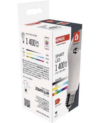 Смарт крушка Emos - GoSmart ZQW516R, E27, A65, RGB - 1