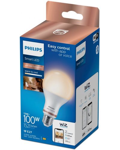 Смарт крушка Philips - Frosted, 13W LED, E27, A67, dimmer - 2