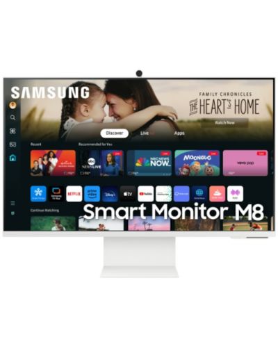 Смарт монитор Samsung - 32DM801, 32'', 4K, 60Hz, 4ms, VA, USB hub, бял - 1