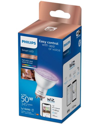 Смарт крушка Philips - Smart с WiZ, 4.7W, GU10, PAR16, dimmer - 2