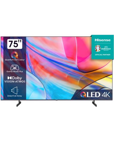 Смарт телевизор Hisense - A7GQ, 75'', QLED, 4K, сив - 1