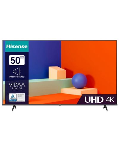 Смарт телевизор Hisense - 50A6K, 50'', DLED, UHD, черен - 1