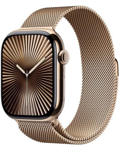 Смарт часовник Аpple - Watch S10 Cell, 42 mm, Gold Titanium Case with Gold Milanese Loop - 2