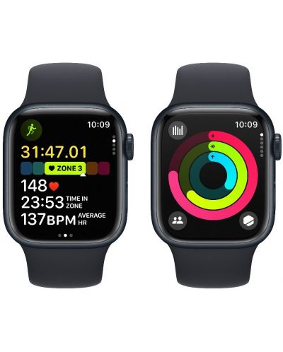 Смарт часовник Apple - Watch S9, 41mm, 1.69'', M/L, Midnight Sport - 5