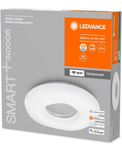 Смарт плафон Ledvance - SMART+, Cromo 500, dimmer, бял/сив - 2