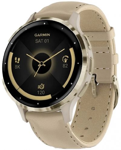 Смарт часовник Garmin - Venu 3S, 41 mm, 1.2'', French Grey/Leather - 1