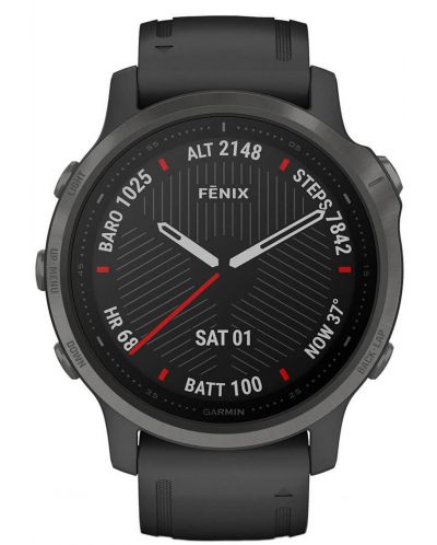 Смарт часовник Garmin - Fenix 6S Sapphire, 1.2", сив с черна каишка - 2