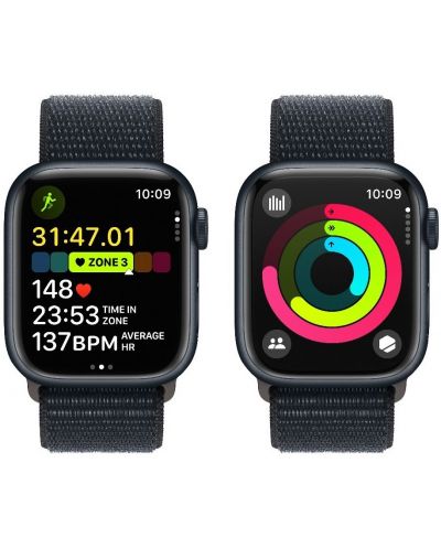 Смарт часовник Apple - Watch S9, 41mm, 1.69'', Midnight Sport Loop - 5