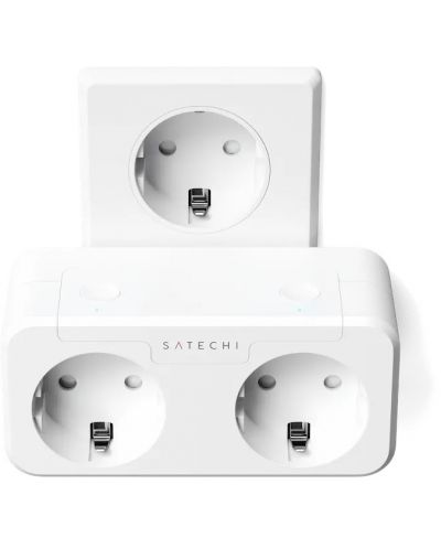Смарт контакт Satechi - Dual Smart Outlet EU, бял - 3