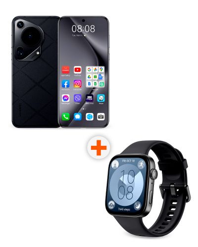 Смартфон Huawei - Pura 70 Ultra, 6.8'', 16GB/512GB, черен + Watch Fit 3, 1.82'', Midnight Black - 1